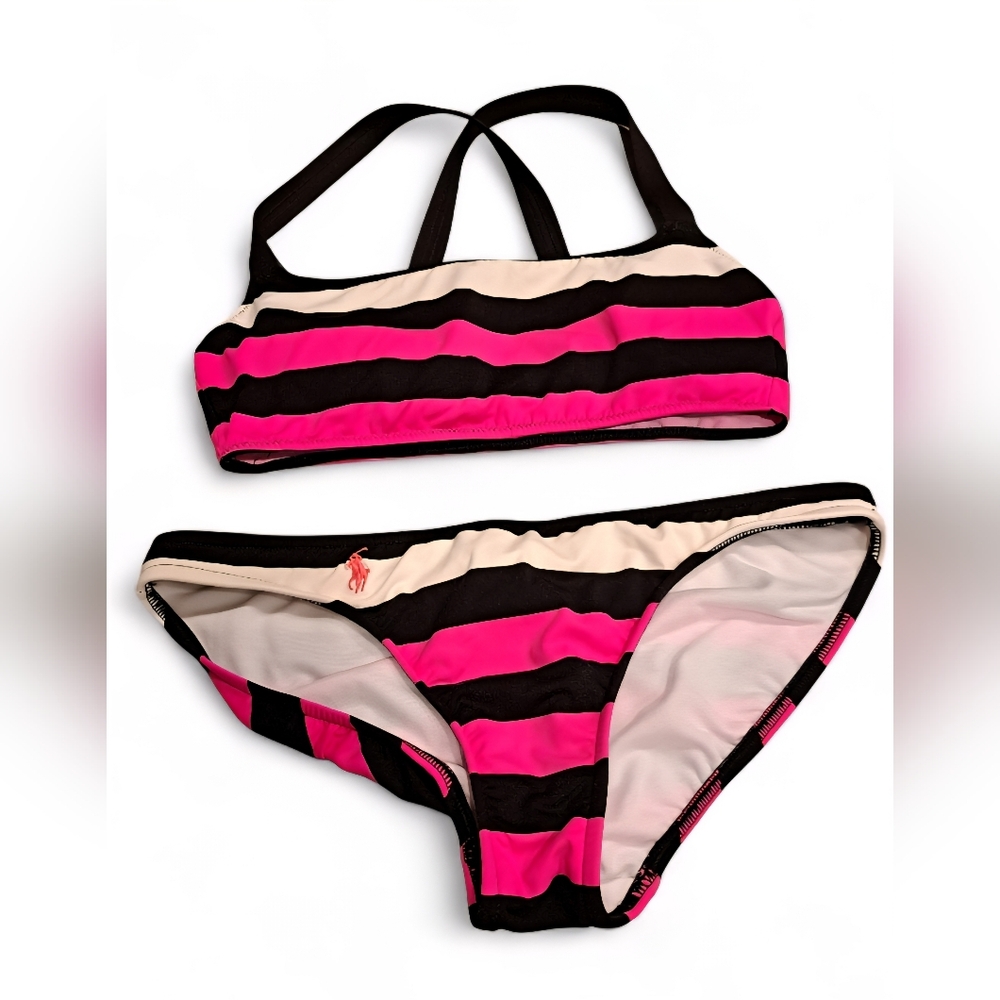 Polo Ralph Lauren Black and Pink Striped Bikini